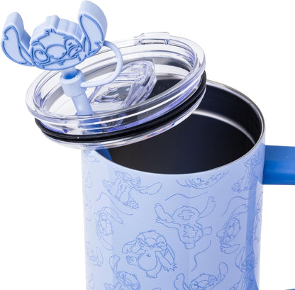 Lilo and Stitch Wink Face, Stainless Steel Tumbler, 40oz | Make Some Waves, Rhinestone, Disney, Double Walled, Includes Handle and Straw, Fits in Cup Holder, 1.18 Liters - Colors A