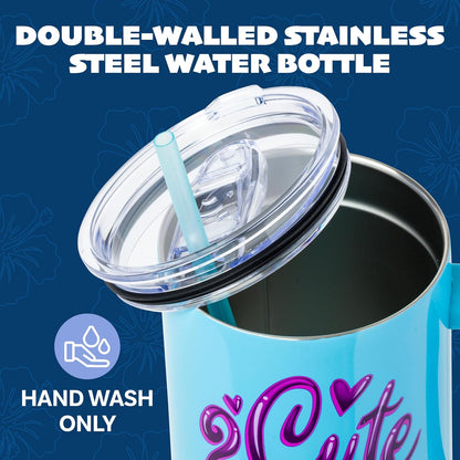 Lilo and Stitch Wink Face, Stainless Steel Tumbler, 40oz | Make Some Waves, Rhinestone, Disney, Double Walled, Includes Handle and Straw, Fits in Cup Holder, 1.18 Liters - Colors A