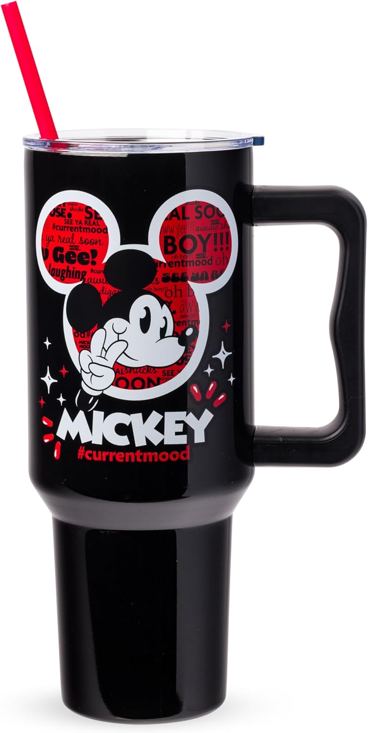 Lilo and Stitch Wink Face, Stainless Steel Tumbler, 40oz | Make Some Waves, Rhinestone, Disney, Double Walled, Includes Handle and Straw, Fits in Cup Holder, 1.18 Liters - Colors A
