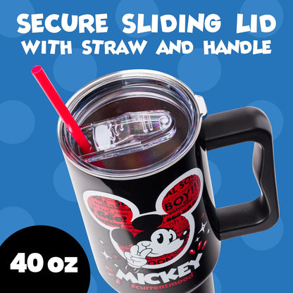 Lilo and Stitch Wink Face, Stainless Steel Tumbler, 40oz | Make Some Waves, Rhinestone, Disney, Double Walled, Includes Handle and Straw, Fits in Cup Holder, 1.18 Liters - Colors A