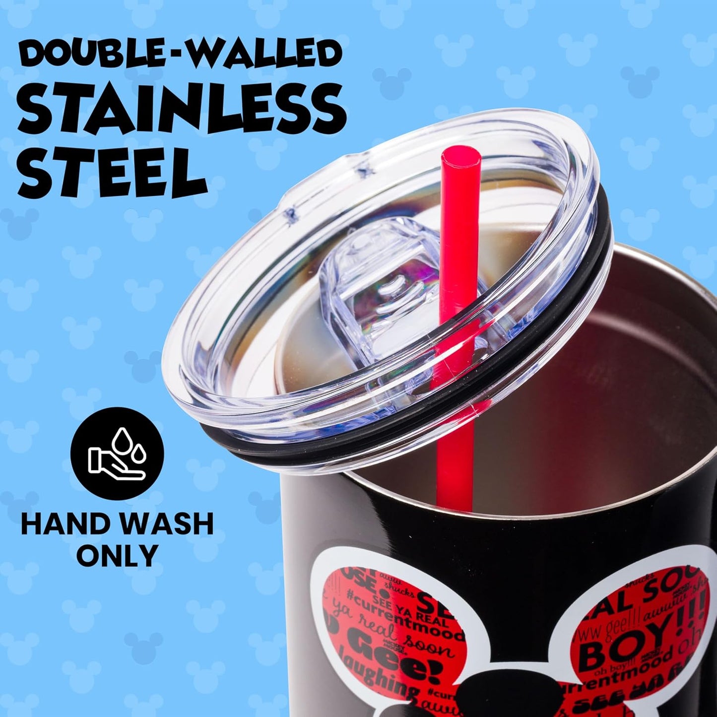 Lilo and Stitch Wink Face, Stainless Steel Tumbler, 40oz | Make Some Waves, Rhinestone, Disney, Double Walled, Includes Handle and Straw, Fits in Cup Holder, 1.18 Liters - Colors A