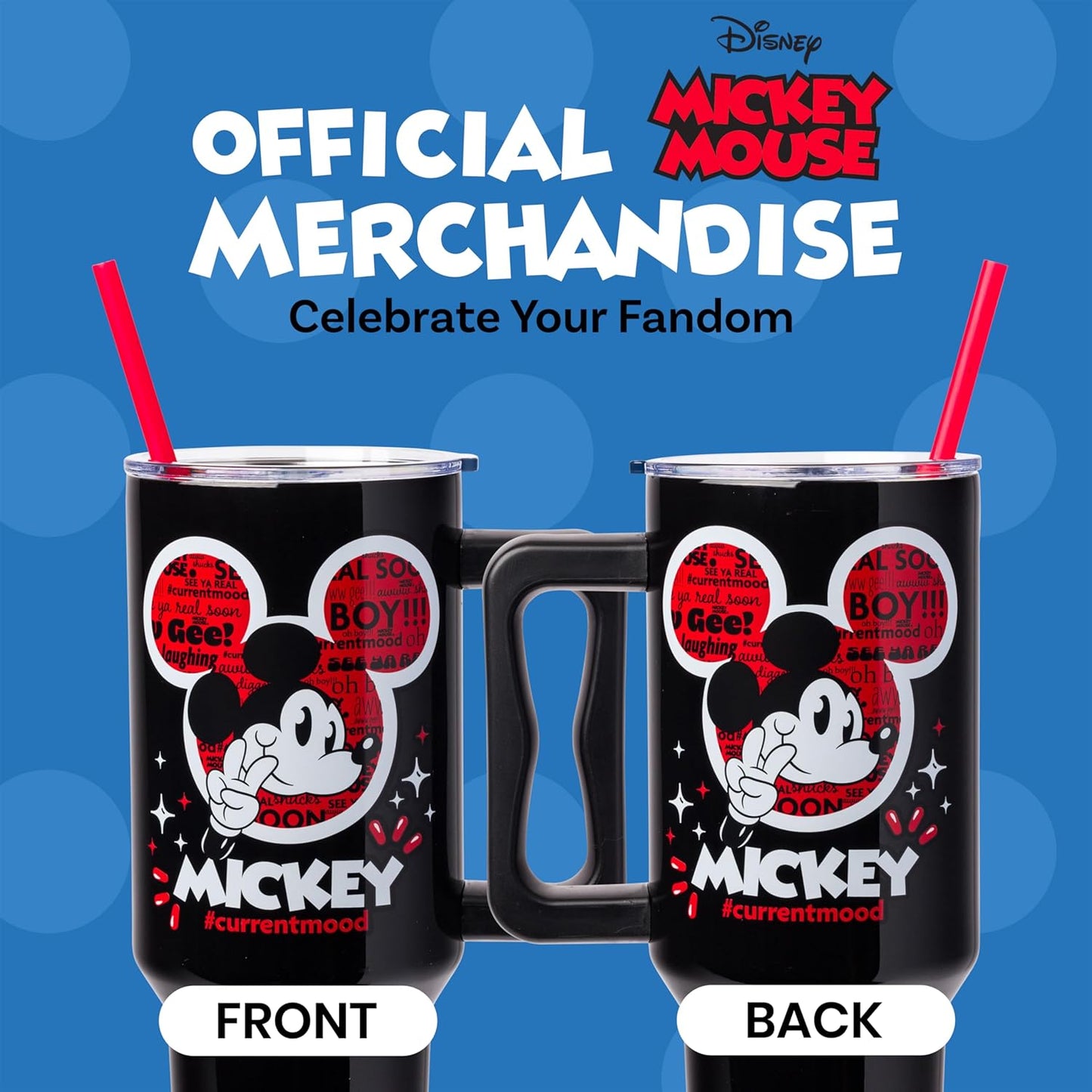 Lilo and Stitch Wink Face, Stainless Steel Tumbler, 40oz | Make Some Waves, Rhinestone, Disney, Double Walled, Includes Handle and Straw, Fits in Cup Holder, 1.18 Liters - Colors A