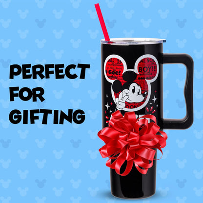 Lilo and Stitch Wink Face, Stainless Steel Tumbler, 40oz | Make Some Waves, Rhinestone, Disney, Double Walled, Includes Handle and Straw, Fits in Cup Holder, 1.18 Liters - Colors A