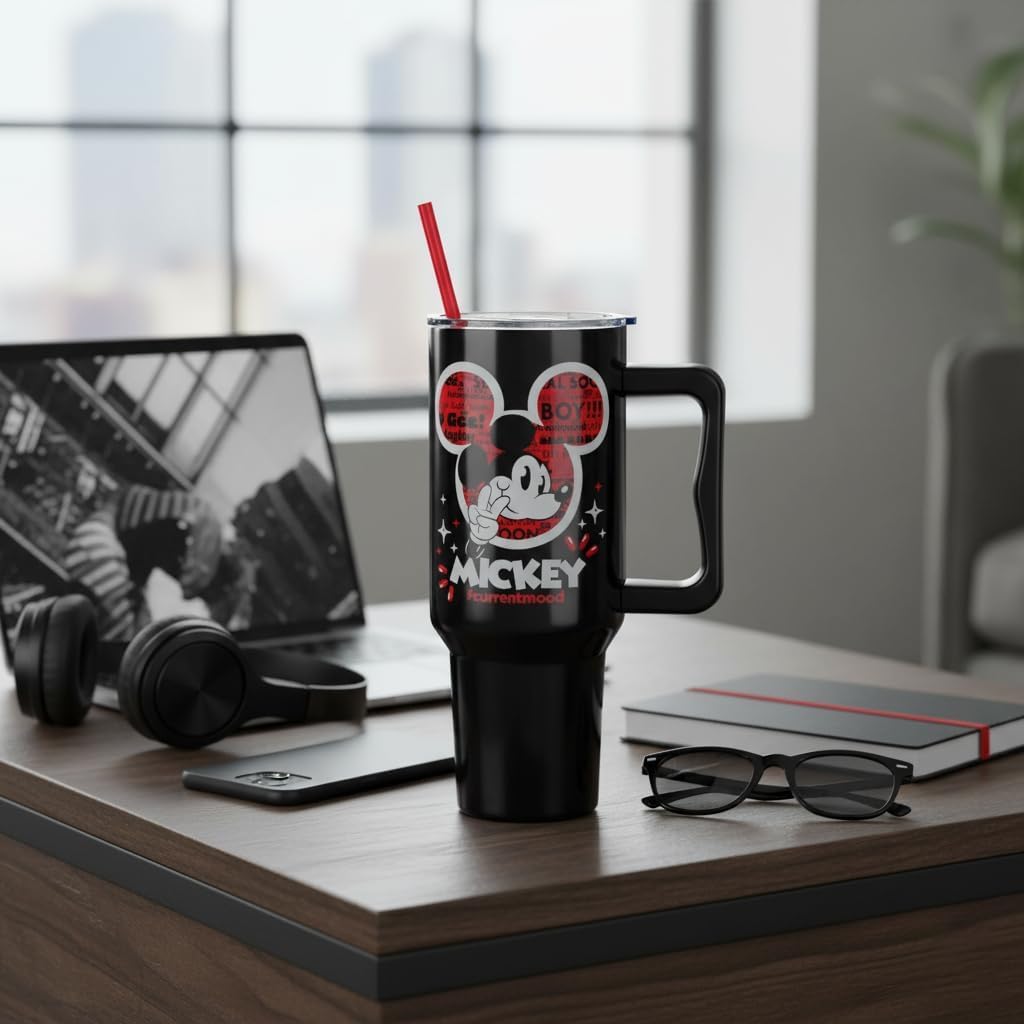 Lilo and Stitch Wink Face, Stainless Steel Tumbler, 40oz | Make Some Waves, Rhinestone, Disney, Double Walled, Includes Handle and Straw, Fits in Cup Holder, 1.18 Liters - Colors A