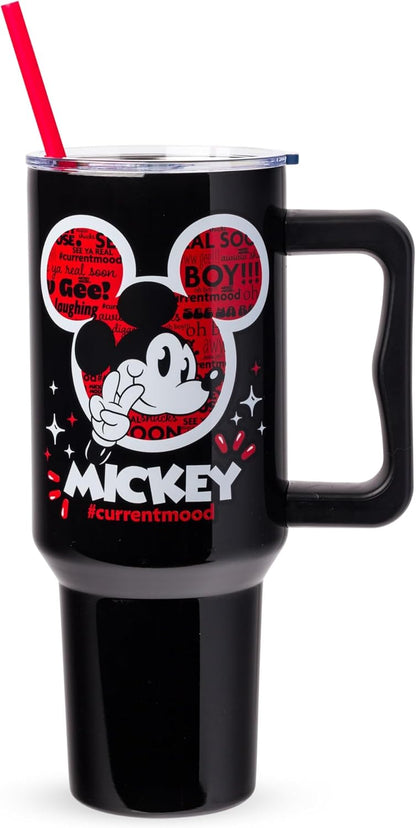 Lilo and Stitch Wink Face, Stainless Steel Tumbler, 40oz | Make Some Waves, Rhinestone, Disney, Double Walled, Includes Handle and Straw, Fits in Cup Holder, 1.18 Liters - Colors A