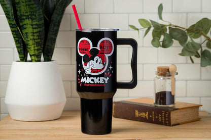 Lilo and Stitch Wink Face, Stainless Steel Tumbler, 40oz | Make Some Waves, Rhinestone, Disney, Double Walled, Includes Handle and Straw, Fits in Cup Holder, 1.18 Liters - Colors A
