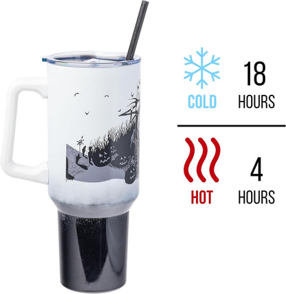 Lilo and Stitch Wink Face, Stainless Steel Tumbler, 40oz | Make Some Waves, Rhinestone, Disney, Double Walled, Includes Handle and Straw, Fits in Cup Holder, 1.18 Liters - Colors A