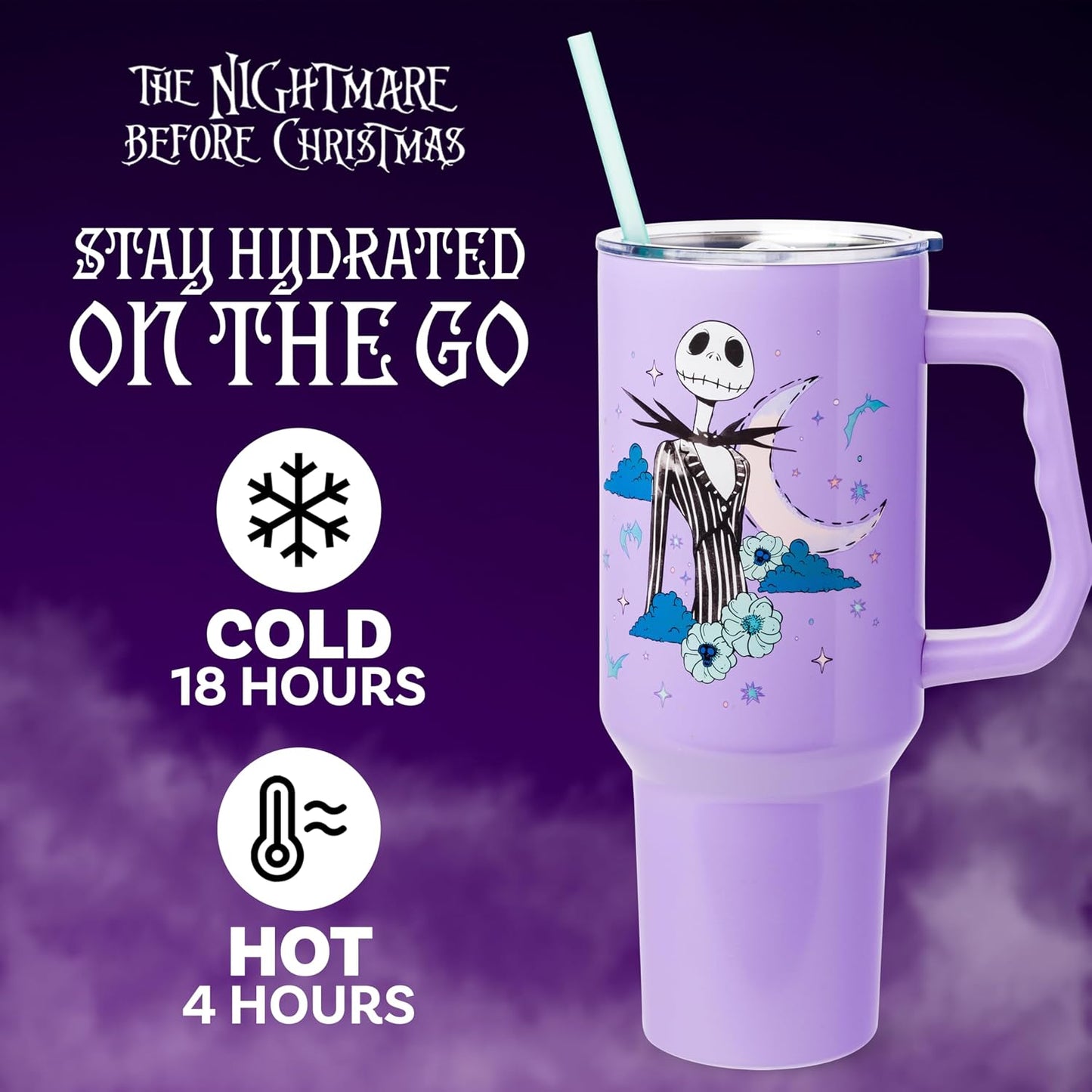 Lilo and Stitch Wink Face, Stainless Steel Tumbler, 40oz | Make Some Waves, Rhinestone, Disney, Double Walled, Includes Handle and Straw, Fits in Cup Holder, 1.18 Liters - Colors A