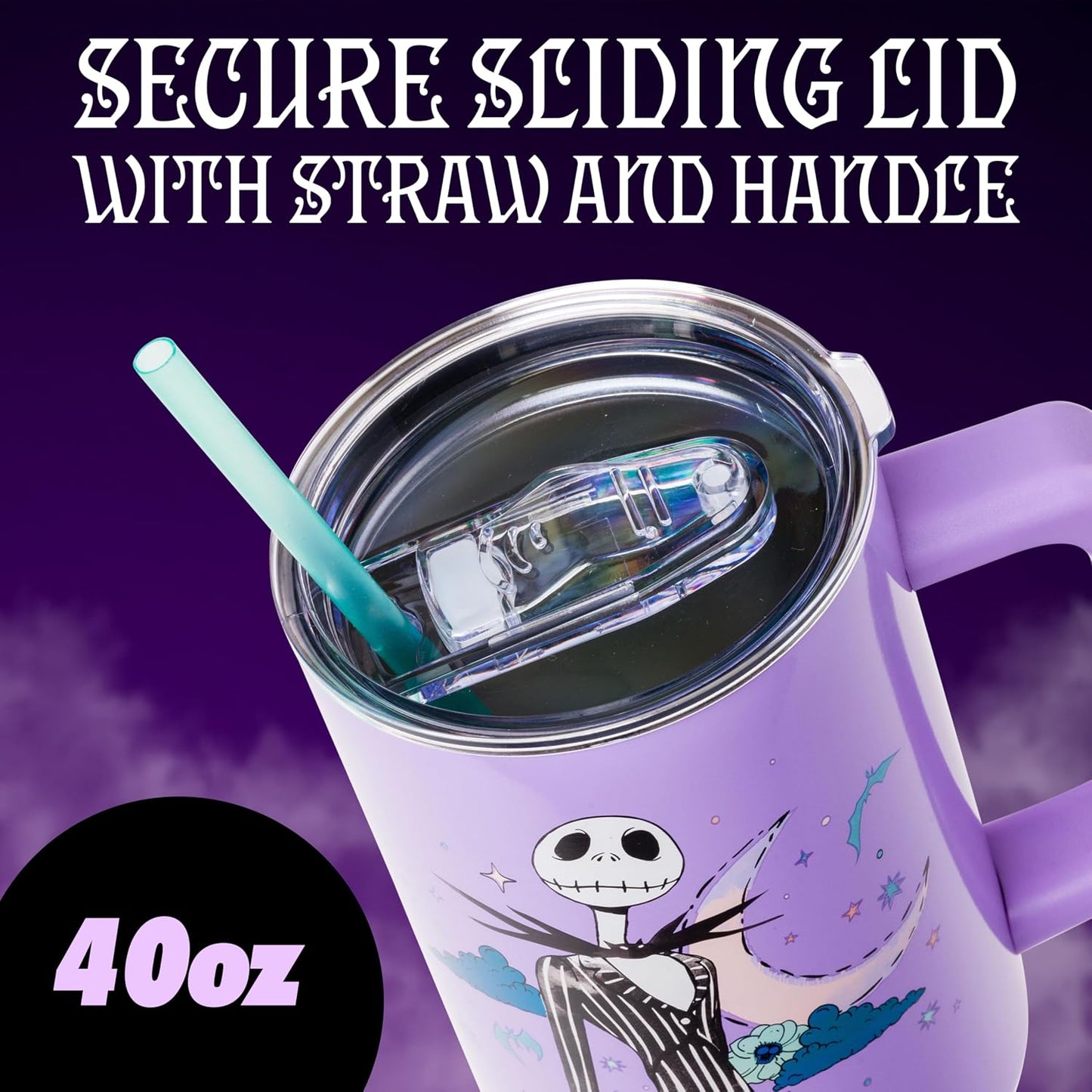 Lilo and Stitch Wink Face, Stainless Steel Tumbler, 40oz | Make Some Waves, Rhinestone, Disney, Double Walled, Includes Handle and Straw, Fits in Cup Holder, 1.18 Liters - Colors A
