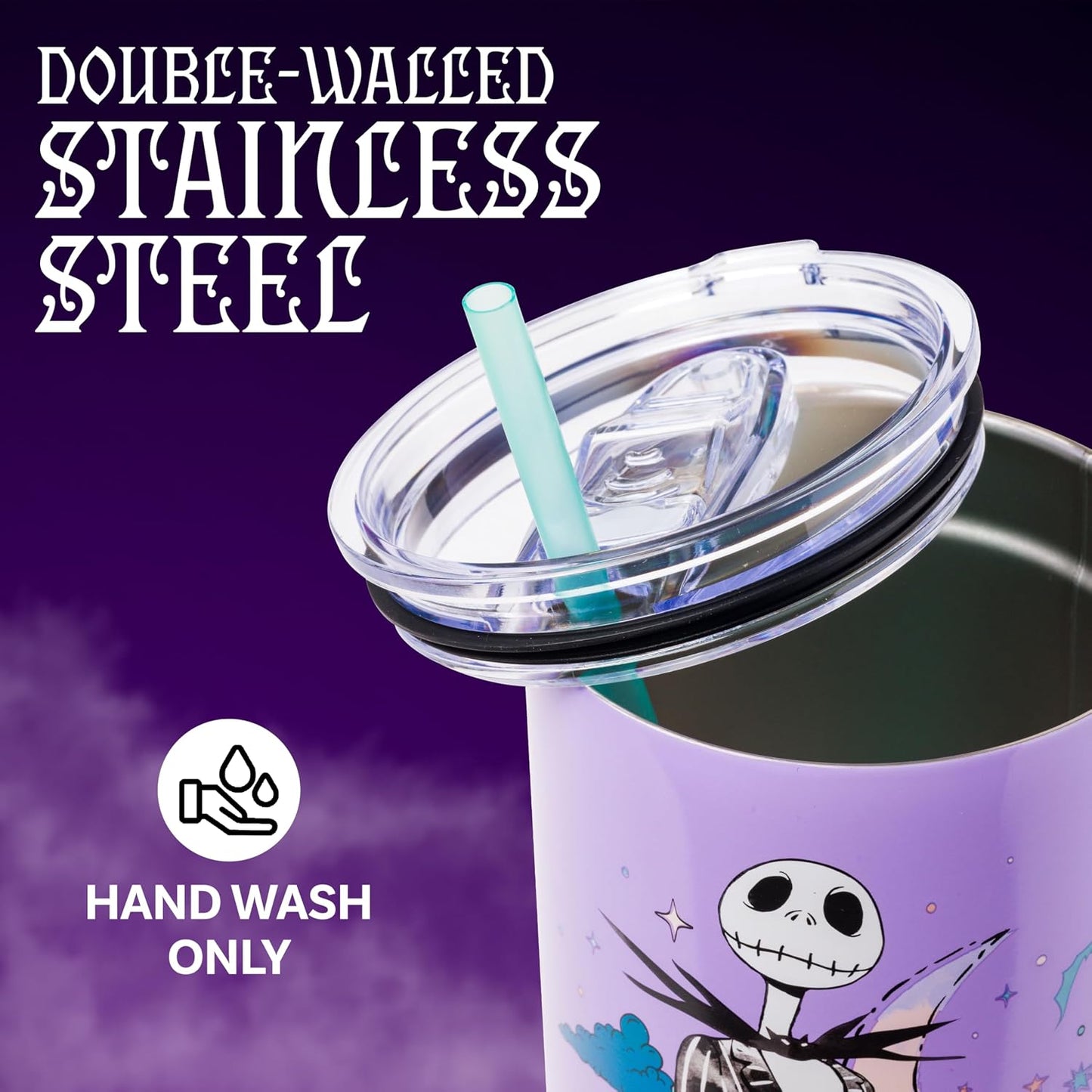 Lilo and Stitch Wink Face, Stainless Steel Tumbler, 40oz | Make Some Waves, Rhinestone, Disney, Double Walled, Includes Handle and Straw, Fits in Cup Holder, 1.18 Liters - Colors A