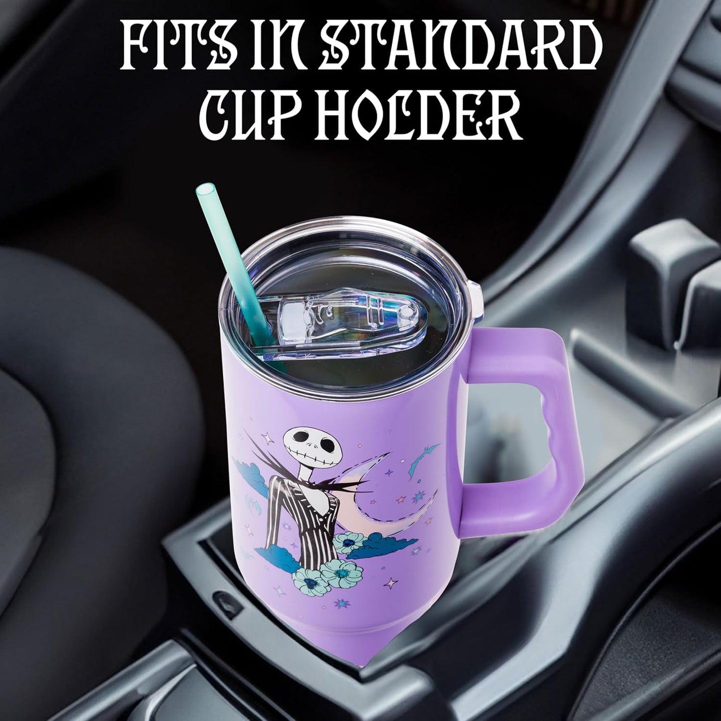 Lilo and Stitch Wink Face, Stainless Steel Tumbler, 40oz | Make Some Waves, Rhinestone, Disney, Double Walled, Includes Handle and Straw, Fits in Cup Holder, 1.18 Liters - Colors A