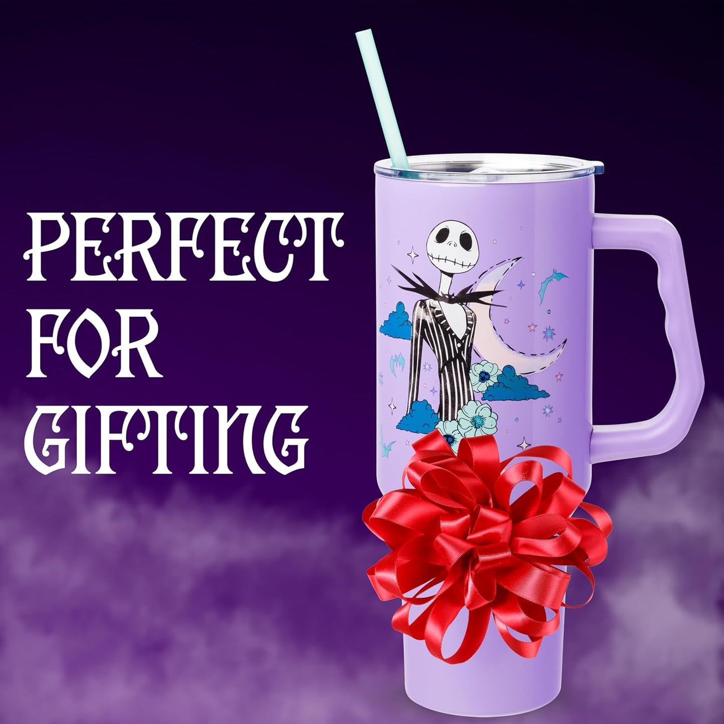 Lilo and Stitch Wink Face, Stainless Steel Tumbler, 40oz | Make Some Waves, Rhinestone, Disney, Double Walled, Includes Handle and Straw, Fits in Cup Holder, 1.18 Liters - Colors A