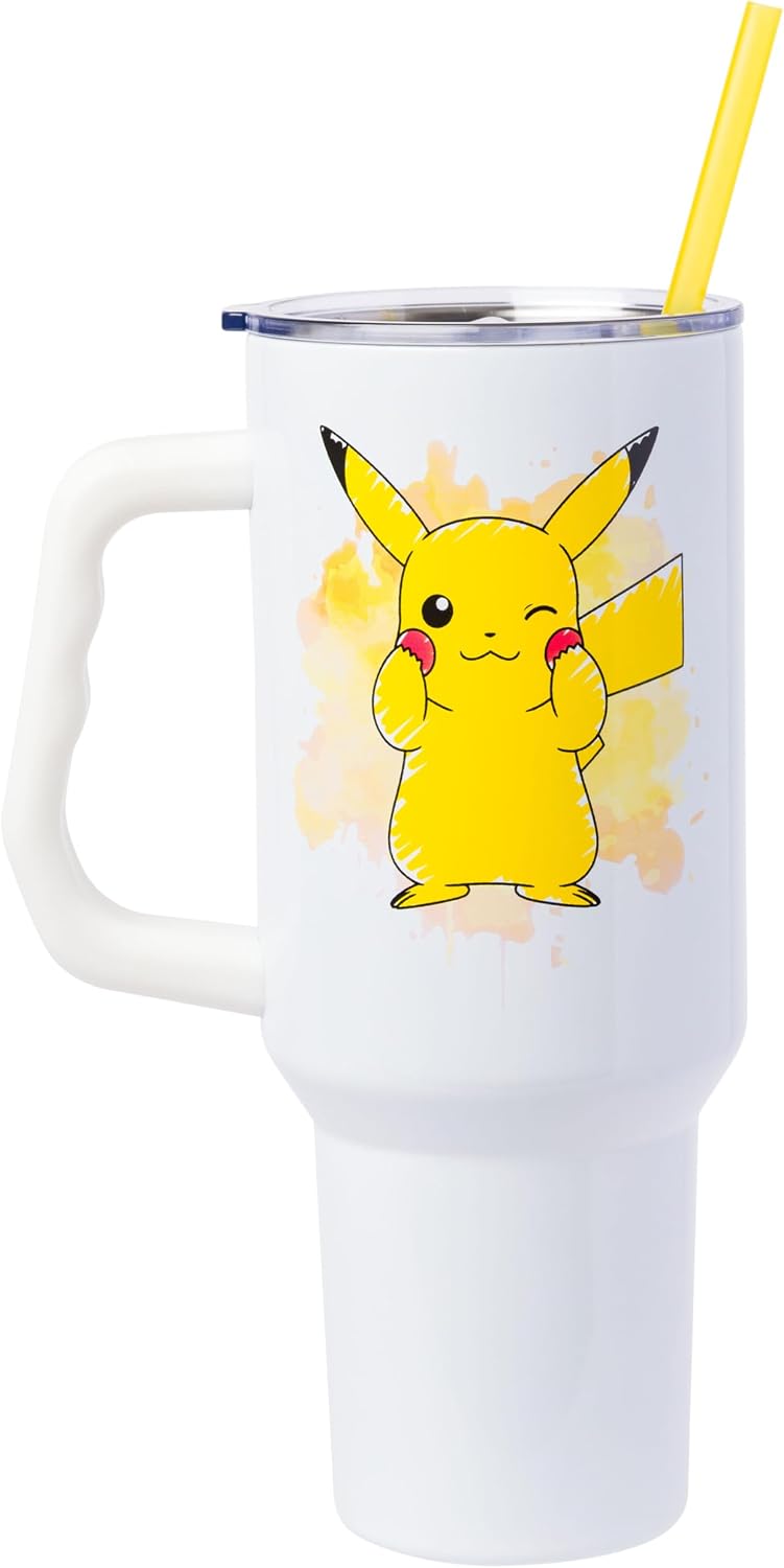 Lilo and Stitch Wink Face, Stainless Steel Tumbler, 40oz | Make Some Waves, Rhinestone, Disney, Double Walled, Includes Handle and Straw, Fits in Cup Holder, 1.18 Liters - Colors A