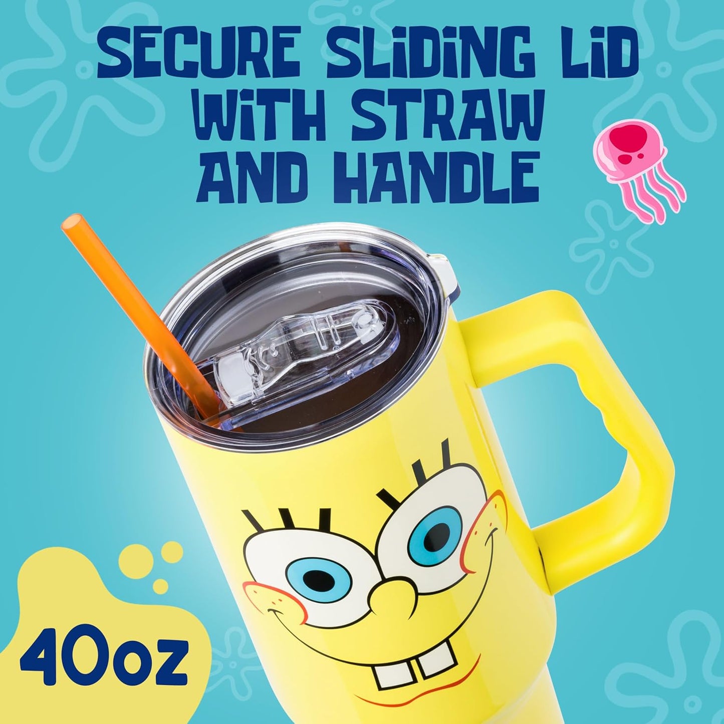 Lilo and Stitch Wink Face, Stainless Steel Tumbler, 40oz | Make Some Waves, Rhinestone, Disney, Double Walled, Includes Handle and Straw, Fits in Cup Holder, 1.18 Liters - Colors A