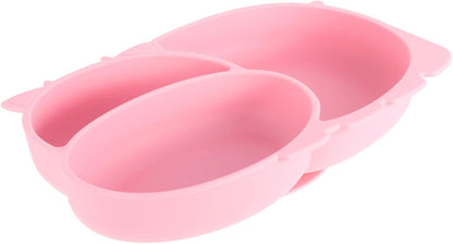 Totority Training Silicone Dinner Plate with Suction Base Food-grade One-piece Compartment Plate for Non-slip Divided Design Prevents Mixing Safe and Tableware in Pink
