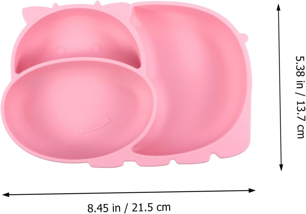 Totority Training Silicone Dinner Plate with Suction Base Food-grade One-piece Compartment Plate for Non-slip Divided Design Prevents Mixing Safe and Tableware in Pink