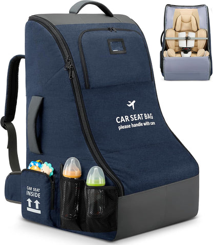Padded Car Seat Travel Bag for Airplane Car Seat Backpack, Black