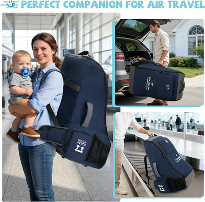 Padded Car Seat Travel Bag for Airplane Car Seat Backpack, Black
