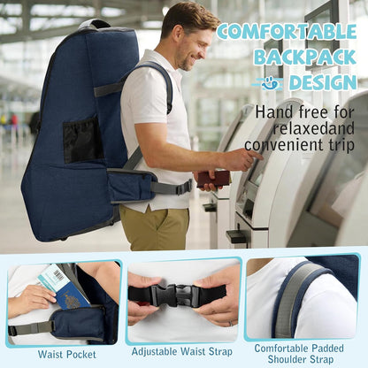 Padded Car Seat Travel Bag for Airplane Car Seat Backpack, Black