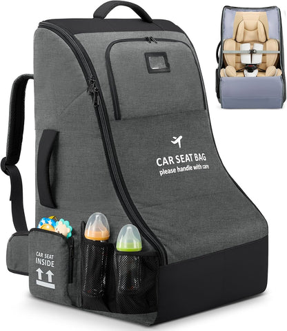 Padded Car Seat Travel Bag for Airplane Car Seat Backpack, Black