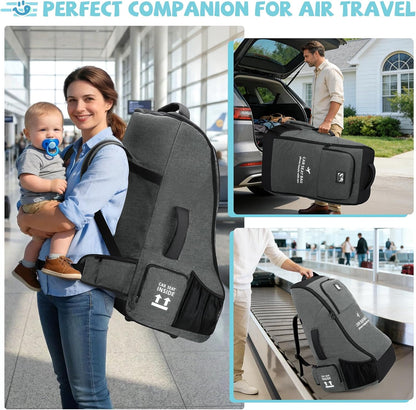Padded Car Seat Travel Bag for Airplane Car Seat Backpack, Black