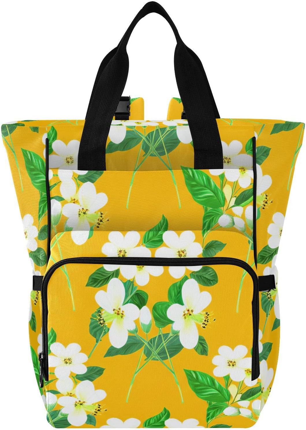 Diaper Bag Backpack, Multifunction Travel Bag for Moms Dads, Baby Changing Bag with Insulted Pockets, Stroller Straps and Side Bottle Pockets Sunlit Meadow Pattern