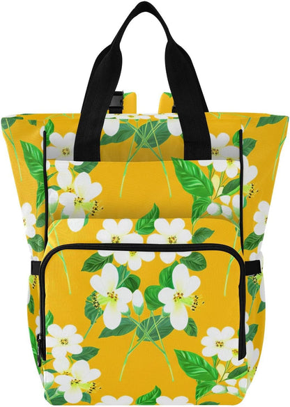 Diaper Bag Backpack, Multifunction Travel Bag for Moms Dads, Baby Changing Bag with Insulted Pockets, Stroller Straps and Side Bottle Pockets Sunlit Meadow Pattern
