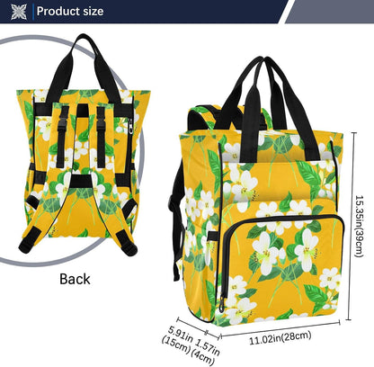 Diaper Bag Backpack, Multifunction Travel Bag for Moms Dads, Baby Changing Bag with Insulted Pockets, Stroller Straps and Side Bottle Pockets Sunlit Meadow Pattern