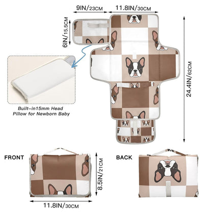 Checker Bulldog Design Portable Diaper Changing Pad Pram