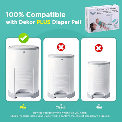 3 Pack Diaper Pail Refills for Dekor Classic