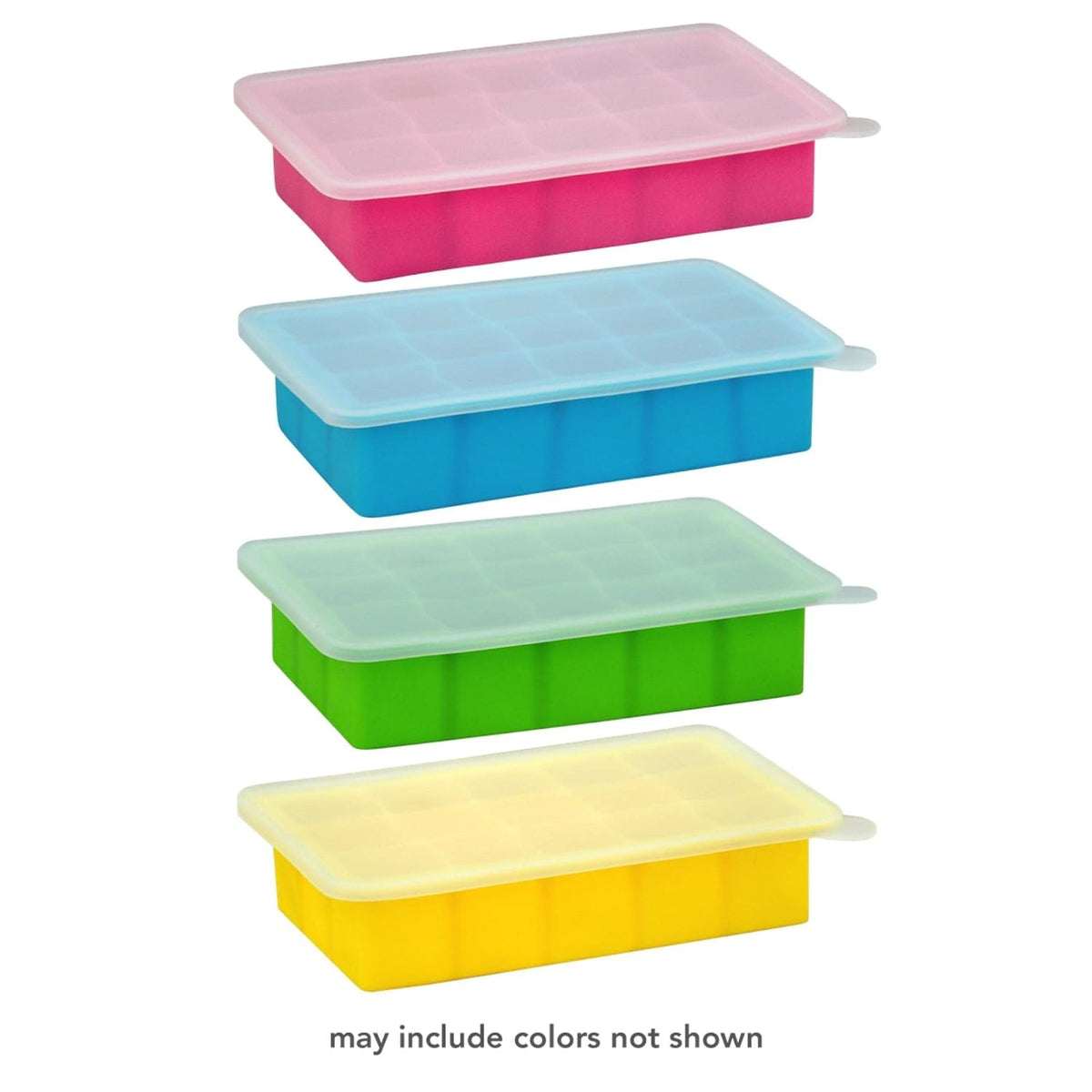 Fresh Baby Food Freezer Tray made from Silicone | Perfectly portioned for baby's first feedings | Clear lid for covering food & stacking trays, Flexible for easy removal, Dishwasher safe