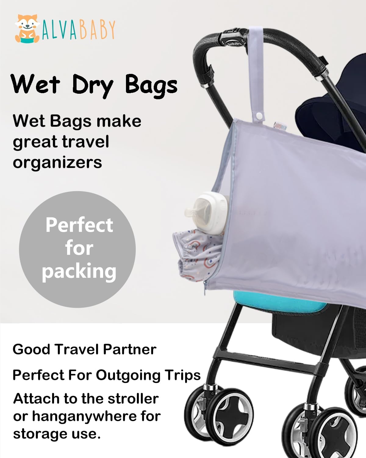 ALVA Waterproof Leakproof Wet Dry Bag 2-Pack | Reusable for Swim, Baby Clothes, Diapers & Travel 2LK06