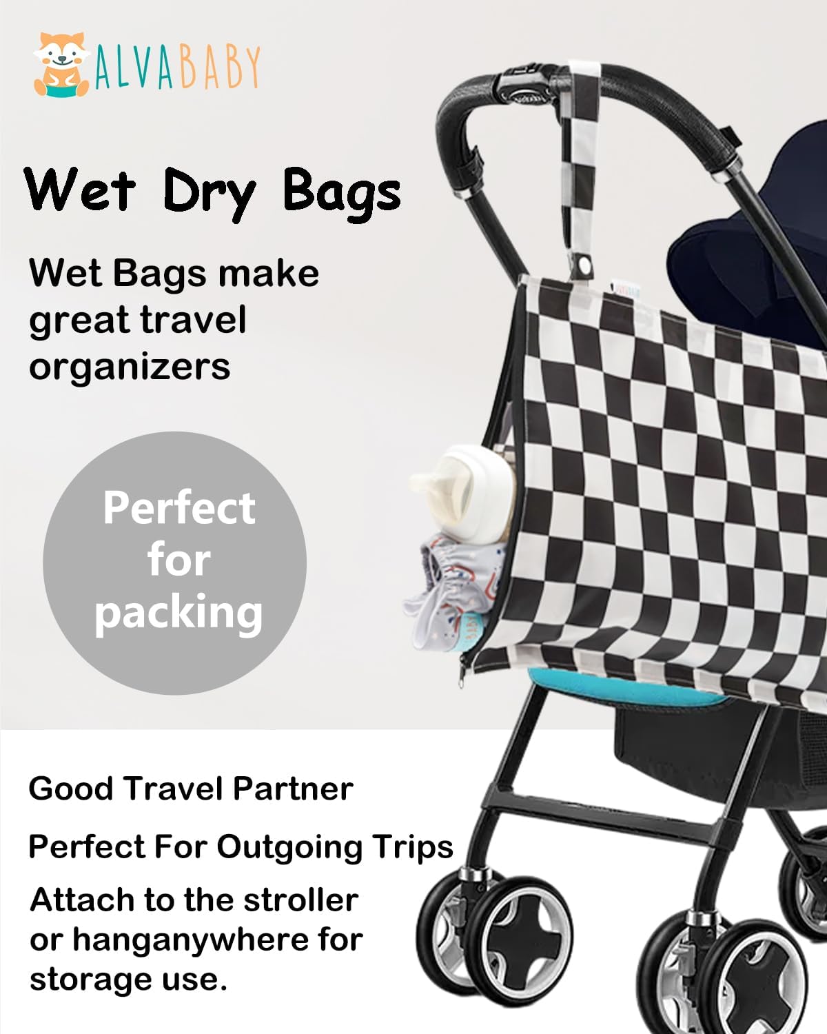 ALVA Waterproof Leakproof Wet Dry Bag 2-Pack | Reusable for Swim, Baby Clothes, Diapers & Travel 2LK06