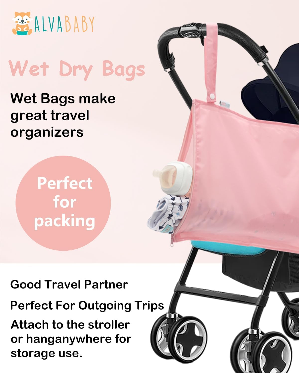 ALVA Waterproof Leakproof Wet Dry Bag 2-Pack | Reusable for Swim, Baby Clothes, Diapers & Travel 2LK06