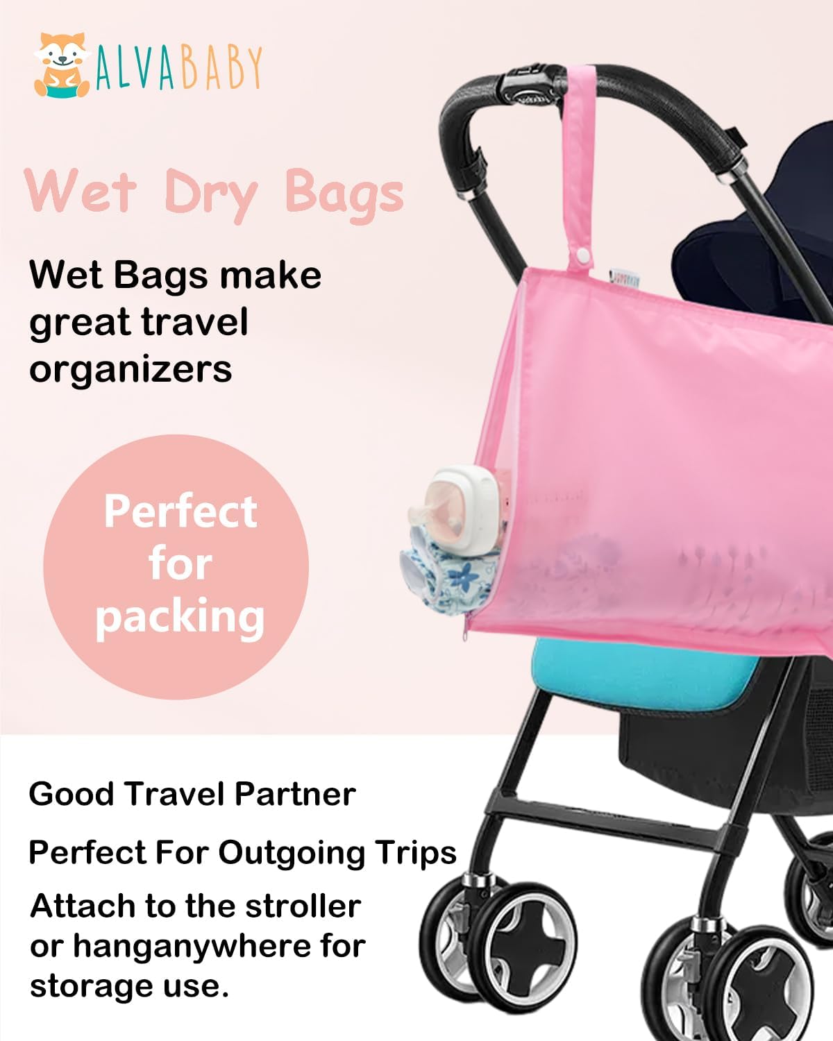 ALVA Waterproof Leakproof Wet Dry Bag 2-Pack | Reusable for Swim, Baby Clothes, Diapers & Travel 2LK06