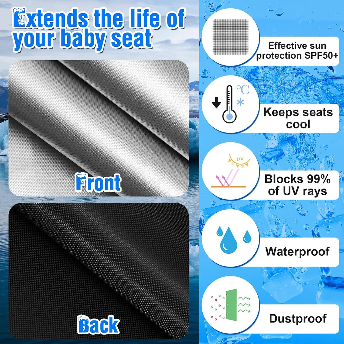 Baby Car Seat Sun Shade Cover,Infant Car Seats Heat Protector,Baby Travel Accessories to Keep Toddler Seats at Cool Temperature,CarSeat Cooler Cover UV Protection from Heat/Sun for Babies Seat