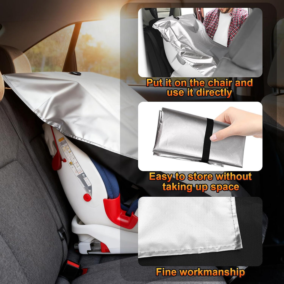 Baby Car Seat Sun Shade Cover,Infant Car Seats Heat Protector,Baby Travel Accessories to Keep Toddler Seats at Cool Temperature,CarSeat Cooler Cover UV Protection from Heat/Sun for Babies Seat