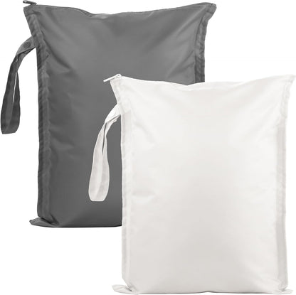 Wet Dry Bags Water Resistant - 2 Pack Reusable Waterproof Wet Dry Bag for Swimsuits & Baby Clothes - Leakproof Storage Pouch Bag for Travel & Baby Diaper - Travel Laundry Daycare Bags