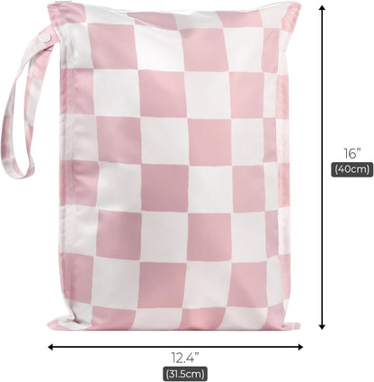 Wet Dry Bags Water Resistant - 2 Pack Reusable Waterproof Wet Dry Bag for Swimsuits & Baby Clothes - Leakproof Storage Pouch Bag for Travel & Baby Diaper - Travel Laundry Daycare Bags