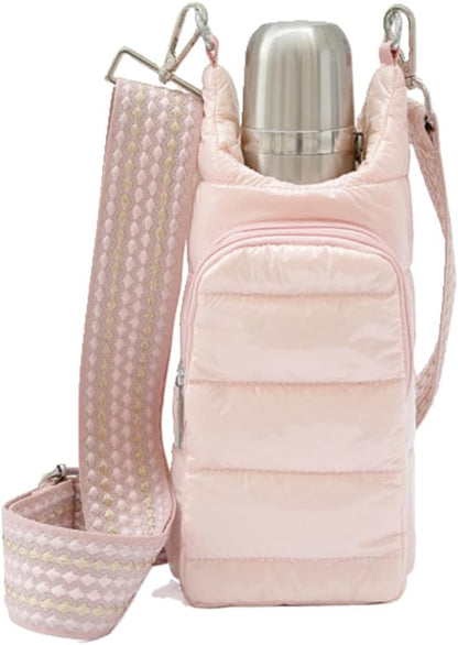 Original Crossbody Water Bottle Holder Bag with Strap.Stylish Puffer Bag.Pockets for Phone & Accessories.BEST GIFT