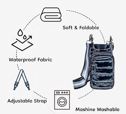 Original Crossbody Water Bottle Holder Bag with Strap.Stylish Puffer Bag.Pockets for Phone & Accessories.BEST GIFT