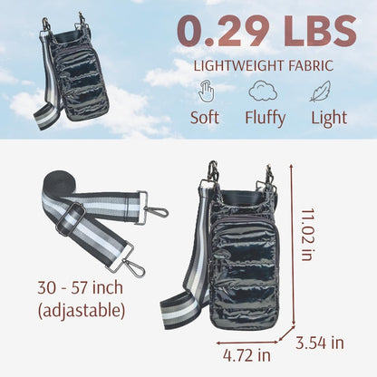 Original Crossbody Water Bottle Holder Bag with Strap.Stylish Puffer Bag.Pockets for Phone & Accessories.BEST GIFT