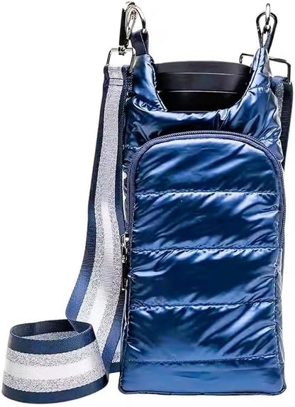 Original Crossbody Water Bottle Holder Bag with Strap.Stylish Puffer Bag.Pockets for Phone & Accessories.BEST GIFT