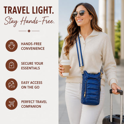 Original Crossbody Water Bottle Holder Bag with Strap.Stylish Puffer Bag.Pockets for Phone & Accessories.BEST GIFT