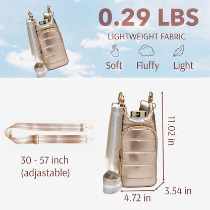 Original Crossbody Water Bottle Holder Bag with Strap.Stylish Puffer Bag.Pockets for Phone & Accessories.BEST GIFT