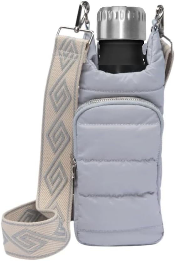 Original Crossbody Water Bottle Holder Bag with Strap.Stylish Puffer Bag.Pockets for Phone & Accessories.BEST GIFT