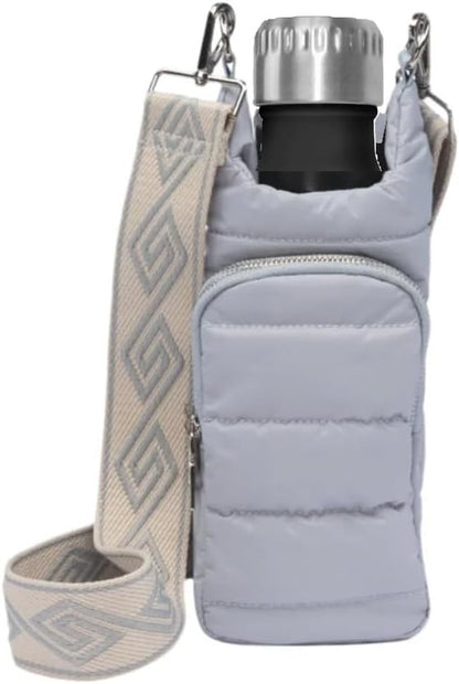 Original Crossbody Water Bottle Holder Bag with Strap.Stylish Puffer Bag.Pockets for Phone & Accessories.BEST GIFT