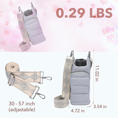 Original Crossbody Water Bottle Holder Bag with Strap.Stylish Puffer Bag.Pockets for Phone & Accessories.BEST GIFT