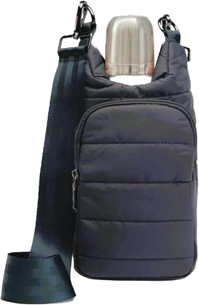 Original Crossbody Water Bottle Holder Bag with Strap.Stylish Puffer Bag.Pockets for Phone & Accessories.BEST GIFT