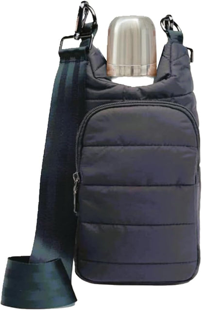 Original Crossbody Water Bottle Holder Bag with Strap.Stylish Puffer Bag.Pockets for Phone & Accessories.BEST GIFT